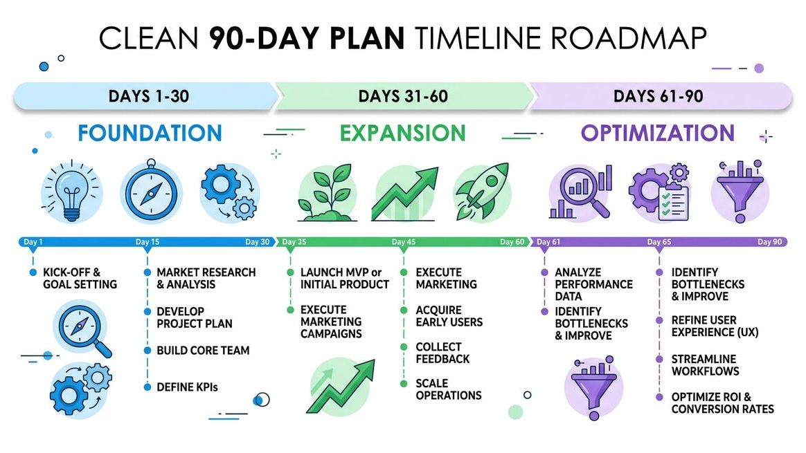 90-day agentic AI implementation roadmap with three phases