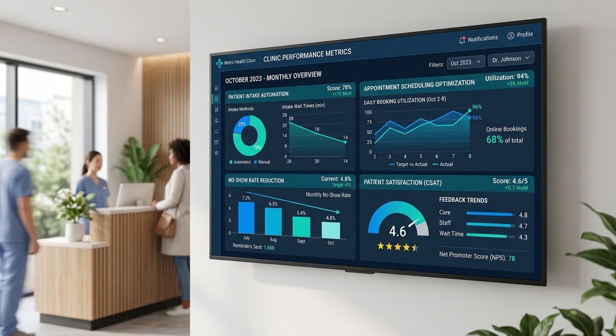 Dashboard showing clinic performance improvements with OpenClaw AI agent and Dashform integration