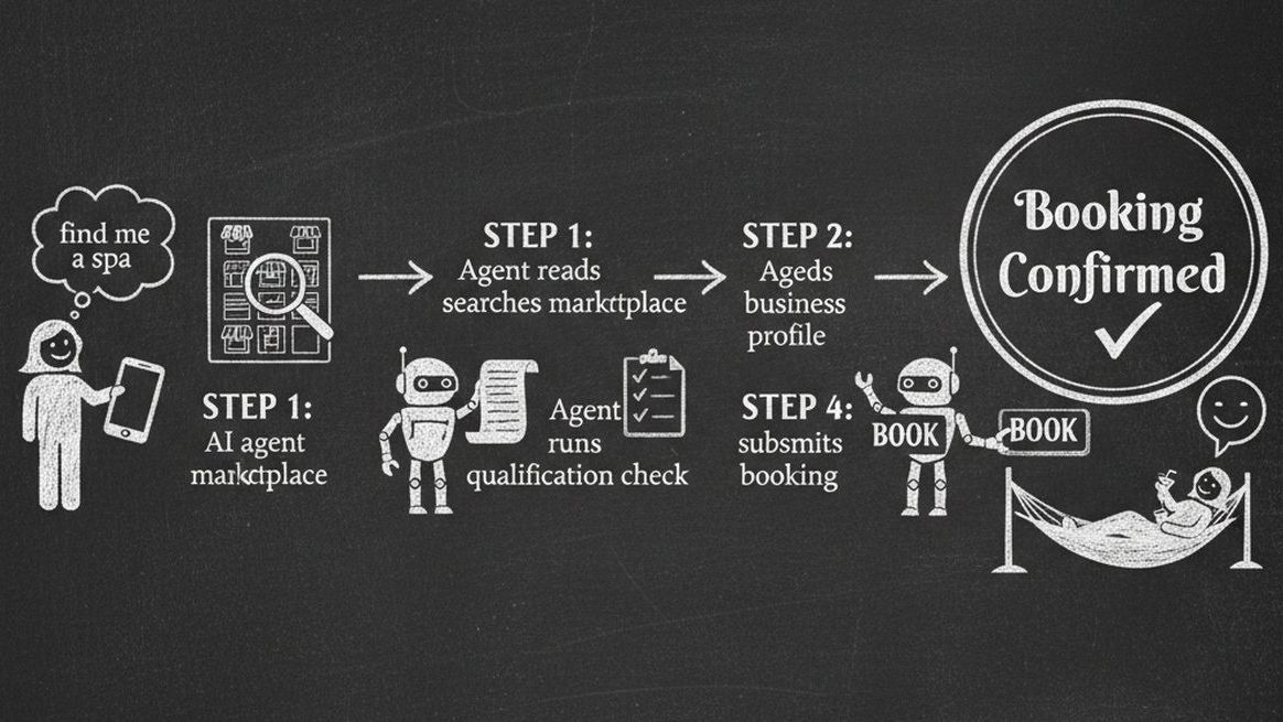 AI agent user journey from search query to booking confirmation