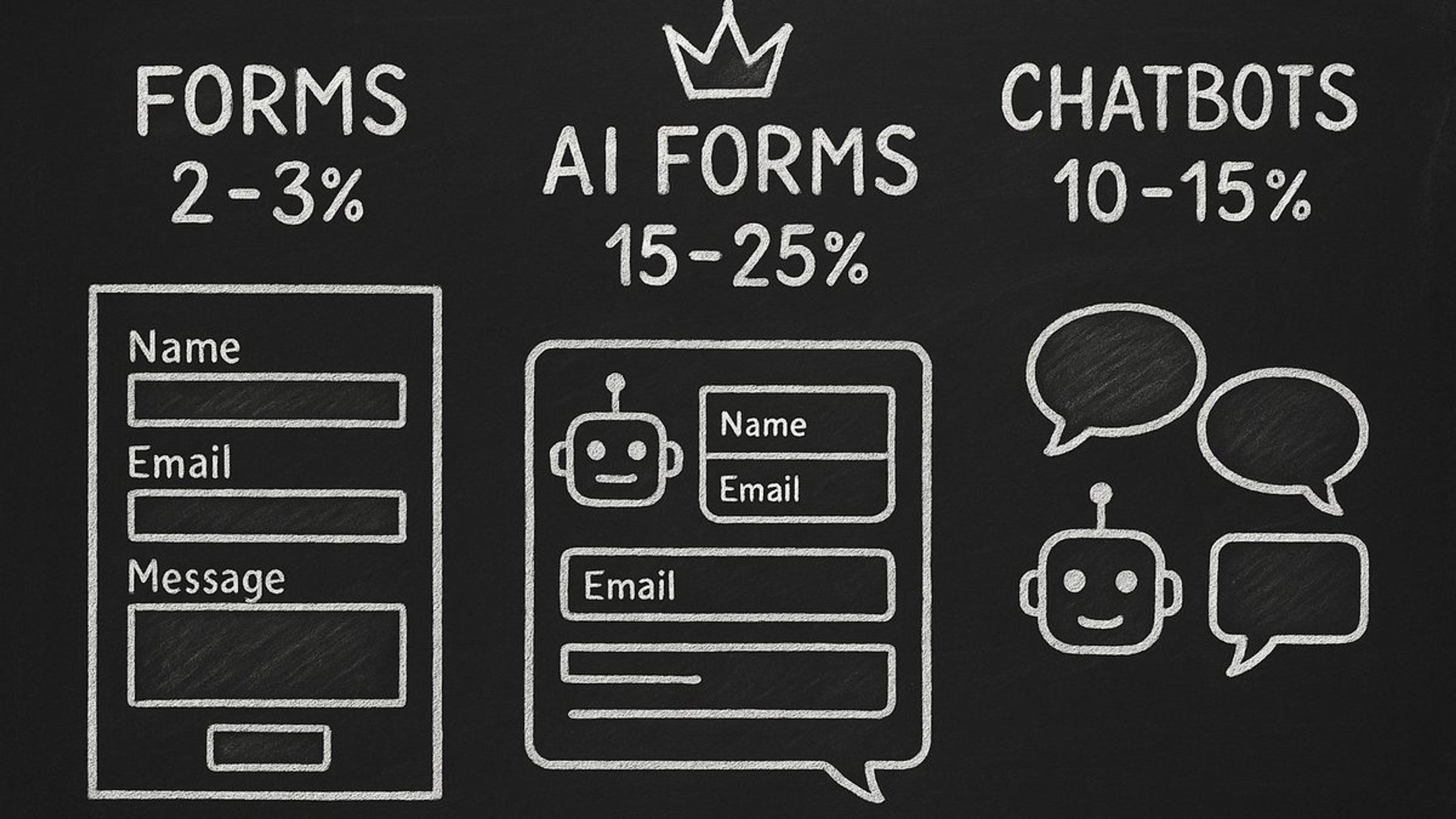 Contact forms vs AI chatbots comparison for lead generation showing conversion rate differences