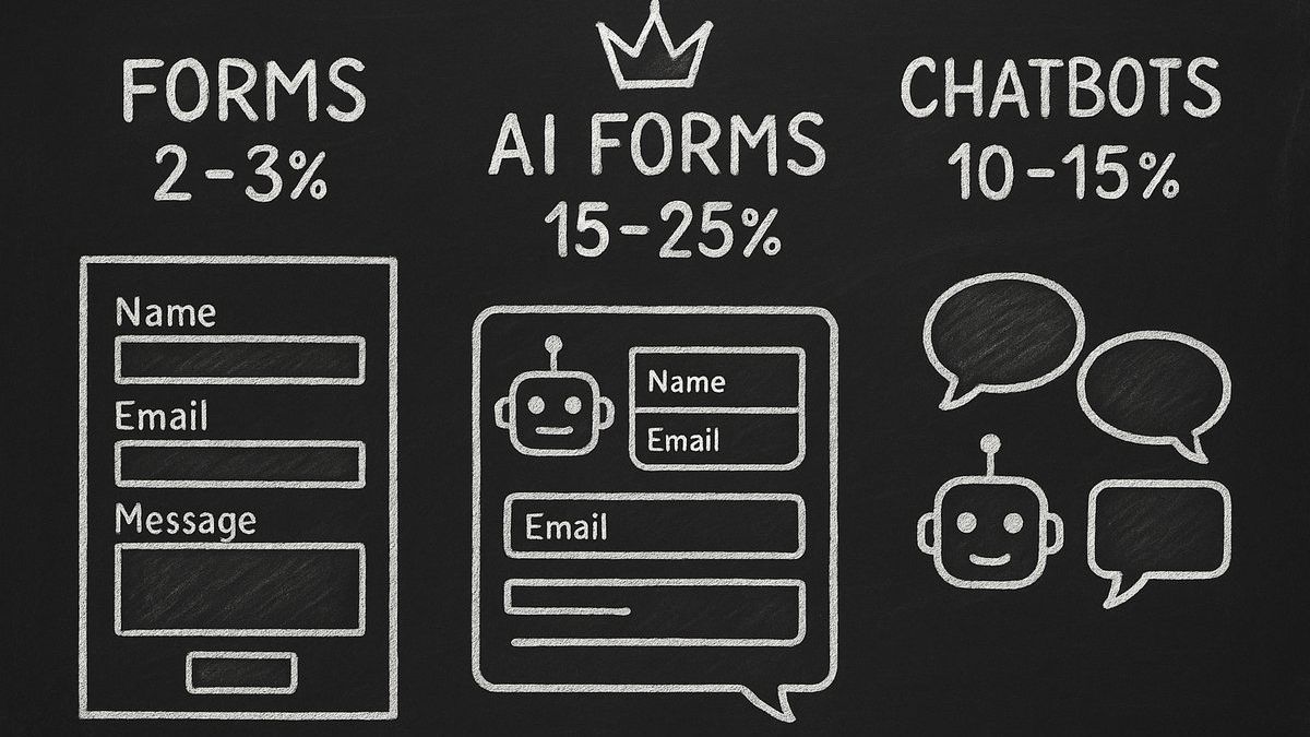 Contact forms vs AI chatbots comparison for lead generation showing conversion rate differences
