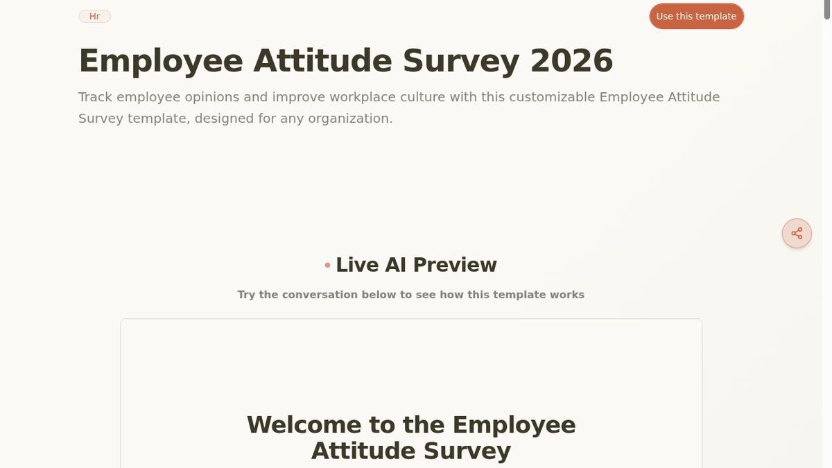 Dashform Employee Attitude Survey template page screenshot