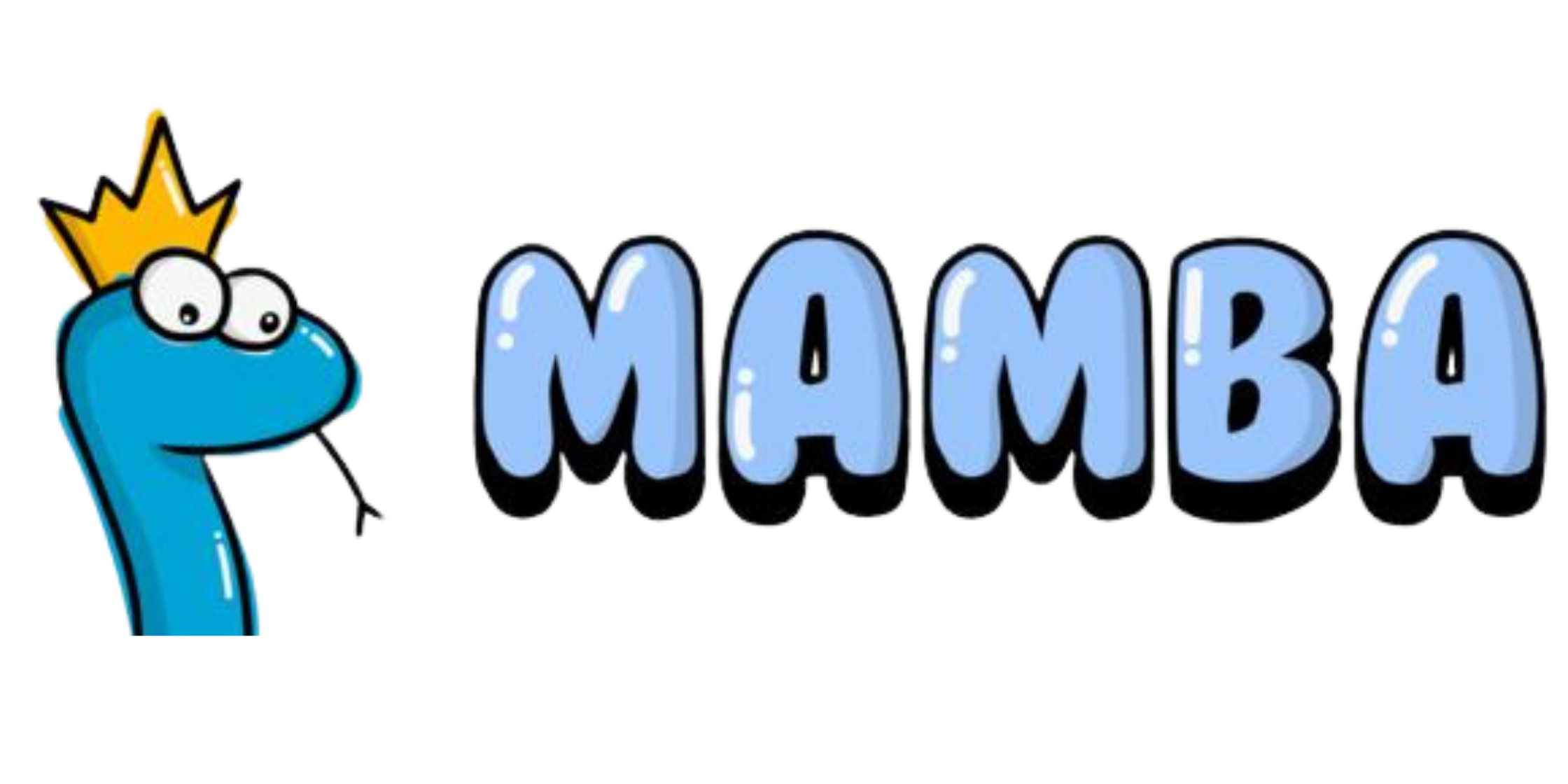 a cartoon snake with a crown on its head is standing next to the word mamba .