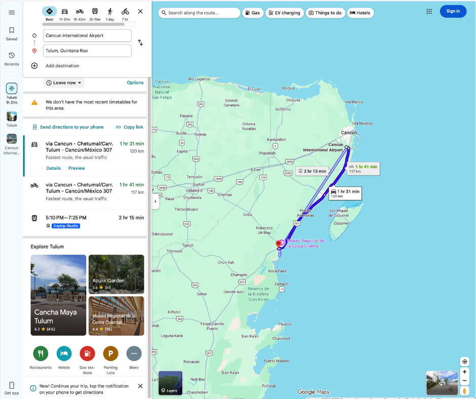 Distance from Cancun Airport to Tulum Distance from Cancun Airport to Tulum