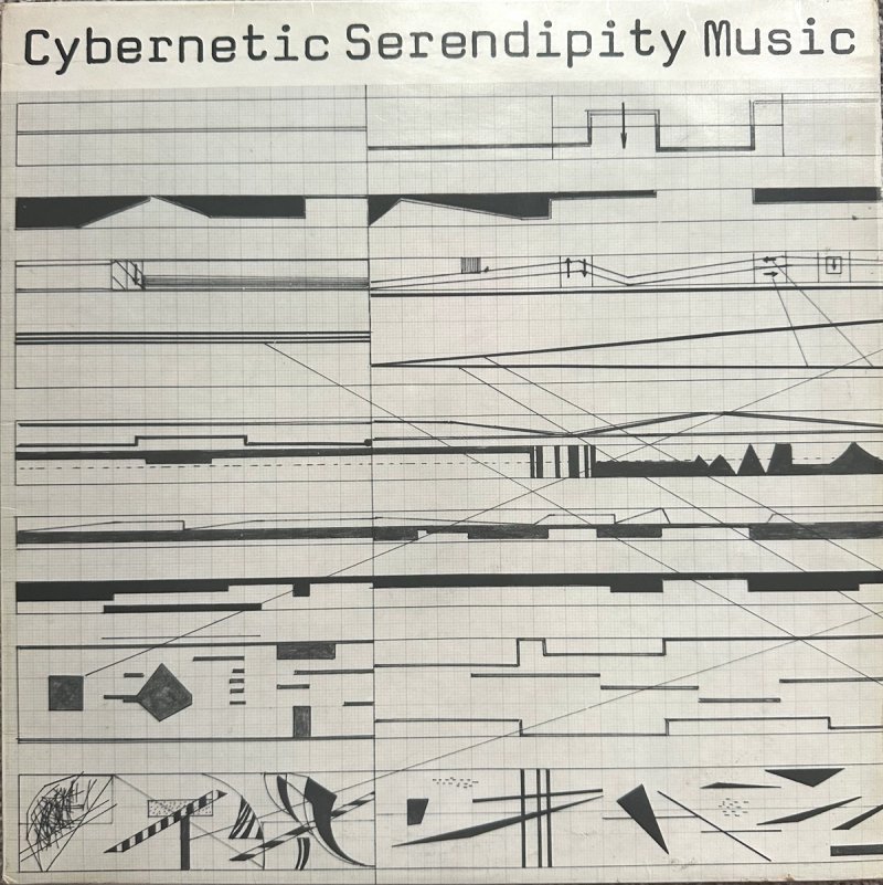 Front sleeve of Cybernetic Serendipity Music, featuring Peter Zinovieff’s graph-paper score Four Sacred April Rounds, 1968.