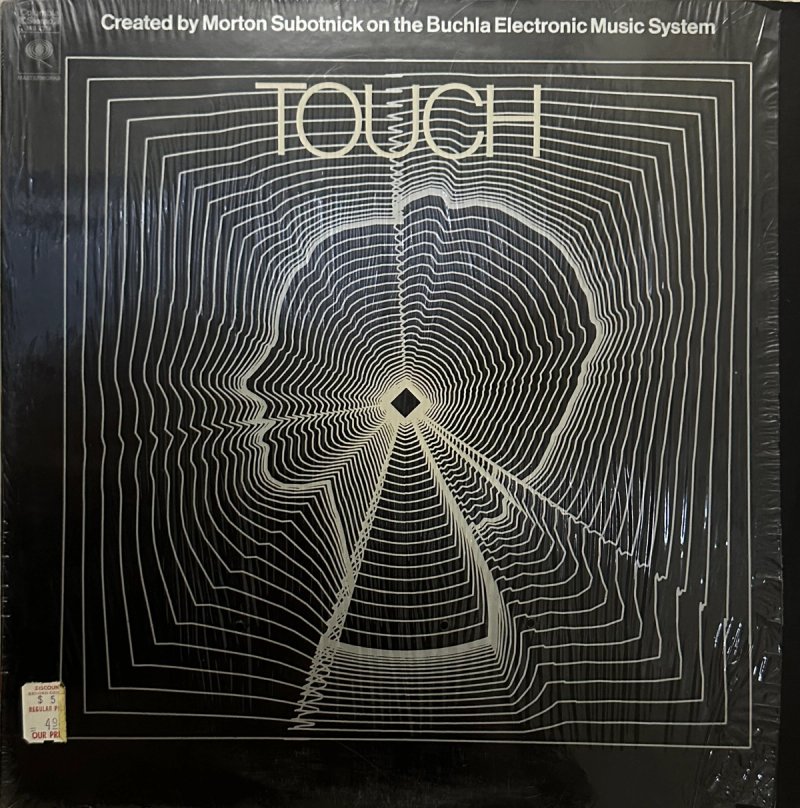 Morton Subotnick’s Touch (1969), front sleeve featuring CTG’s Return to a Square as concentric, distorted white contours on black.
