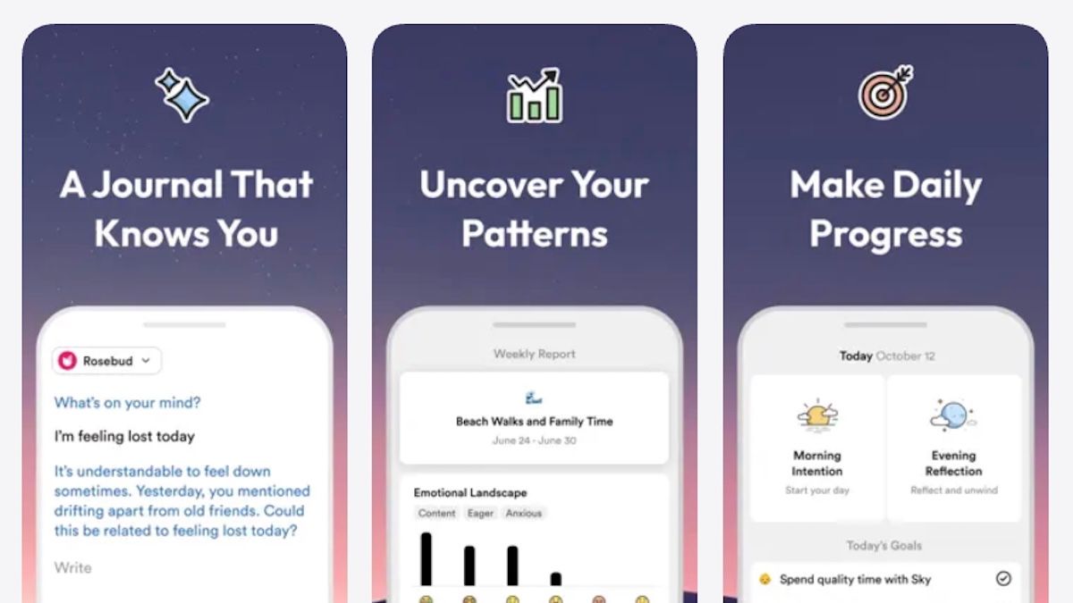 Screenshot of Rosebud journalling app
