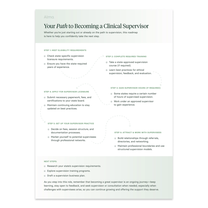 Mental Health Clinician-to-Supervisor Roadmap