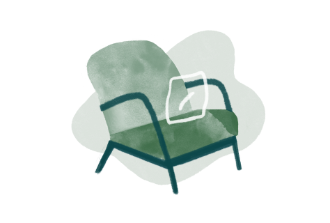 a green illustration of an office chair