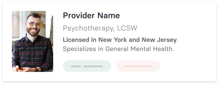 psychotherapy provider card man