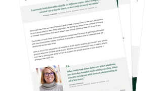 Page from Alma's "Making the Leap to Private Practice" guide discussing starting your practice anywhere.