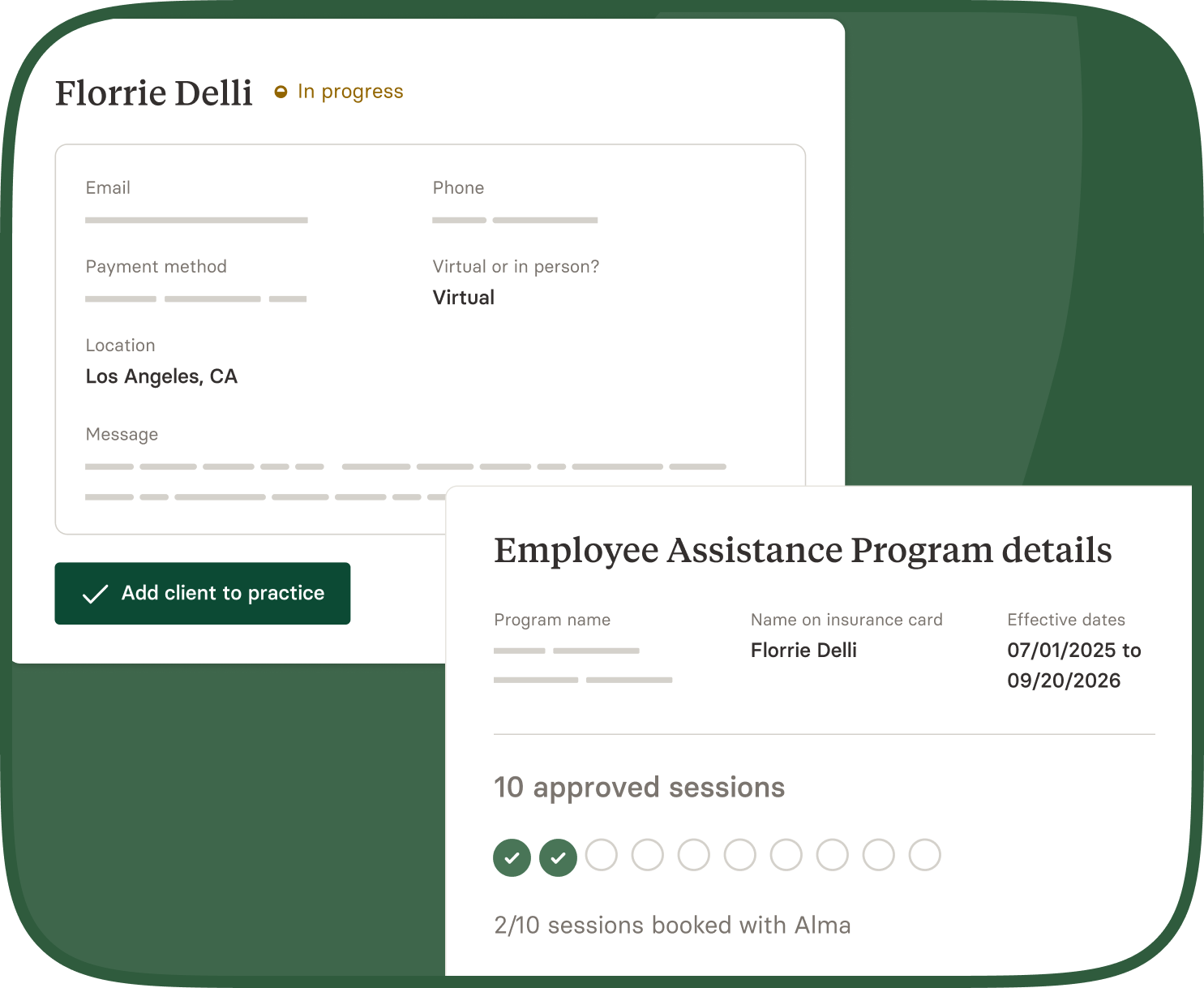 Provider product details of support for EAPs
