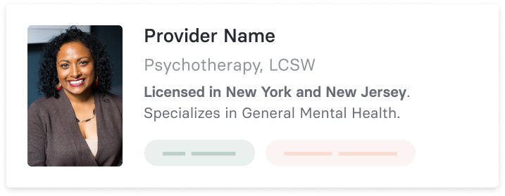 psychotherapy provider card woman