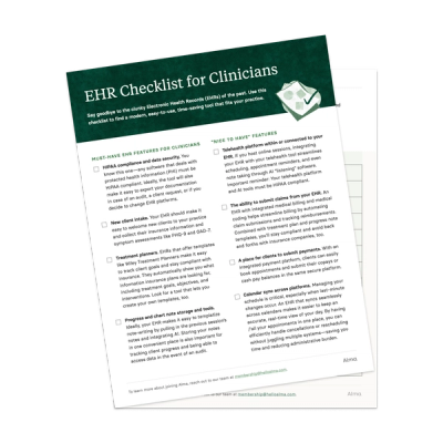 EHR Checklist for Clinicians