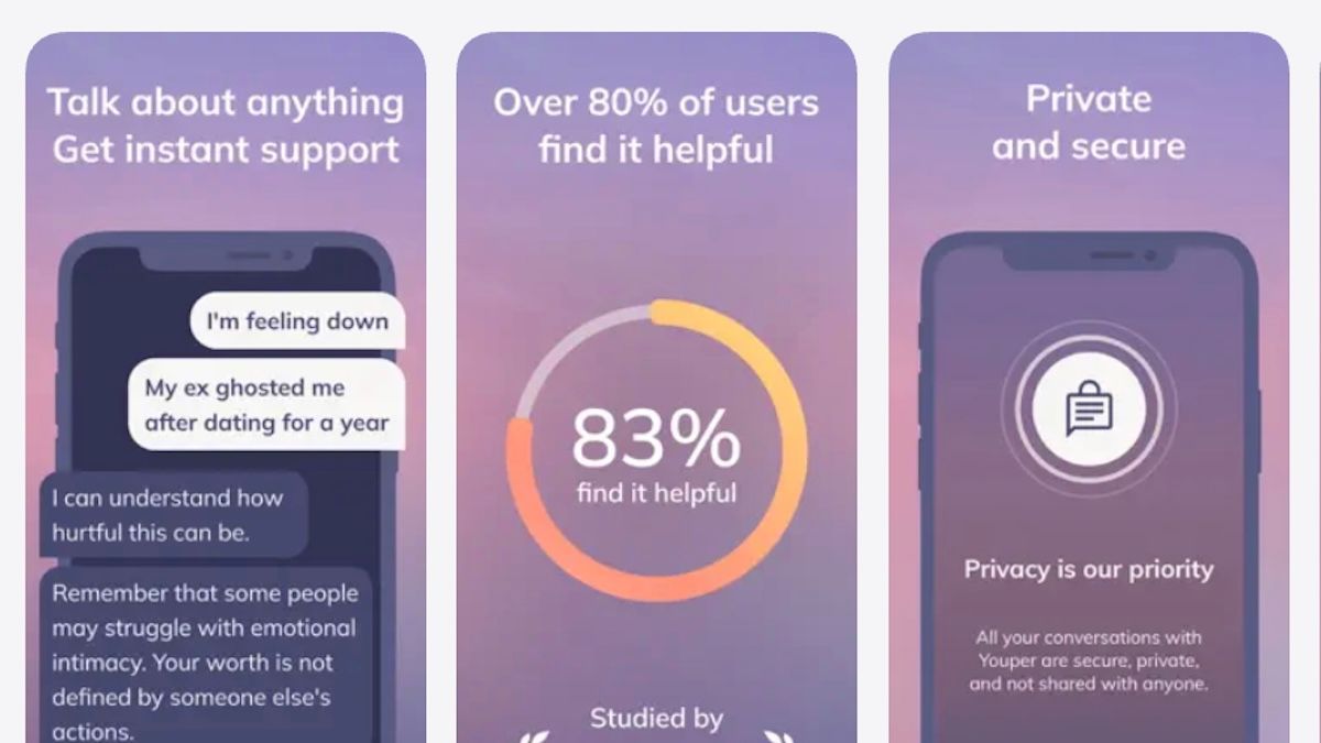 Youper mental health chatbot screenshot