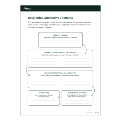 Developing Alternative Thoughts Worksheet