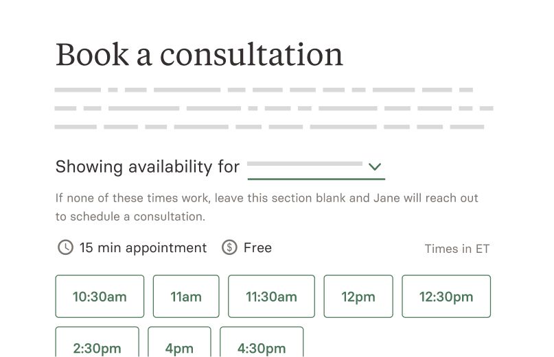 book a consultation calendar example