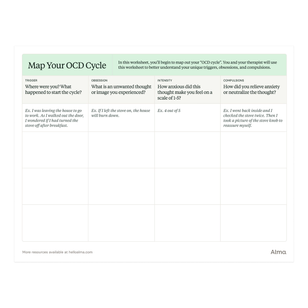 OCD Worksheet: Map Your Cycle