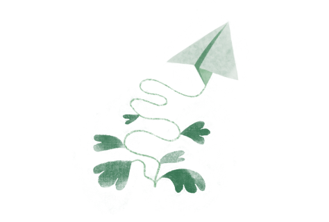 paper airplane with vines illustration