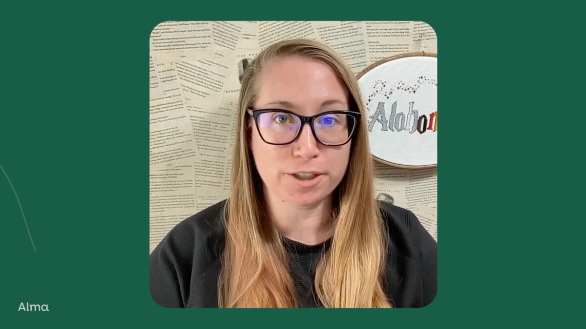 A screenshot from Meagan's video interview with Alma.