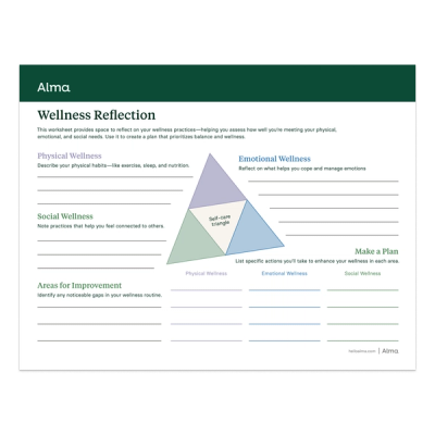 Wellness reflection worksheet