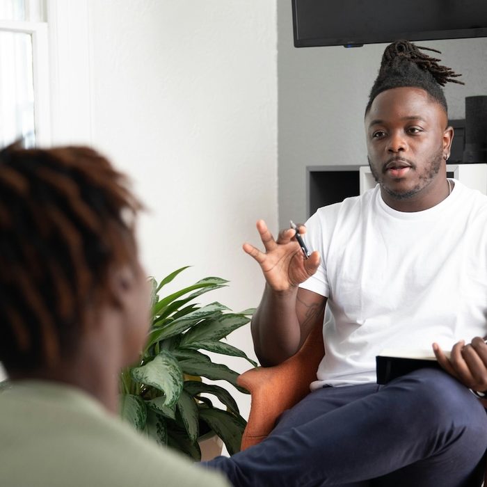 A therapist in session with a client