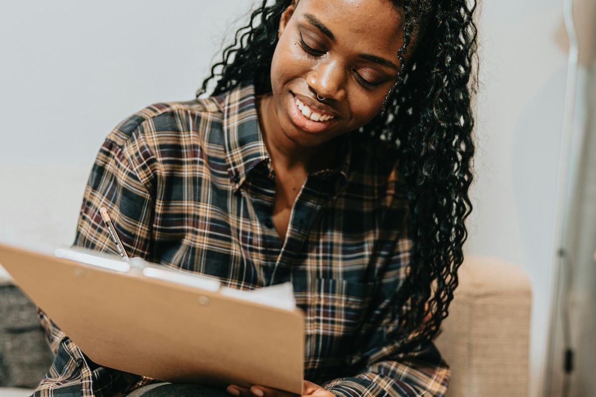 A therapist reviewing clinical documentation