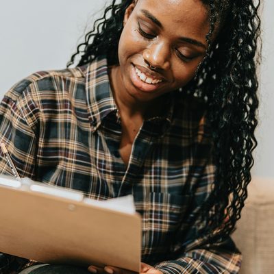 A therapist reviewing clinical documentation
