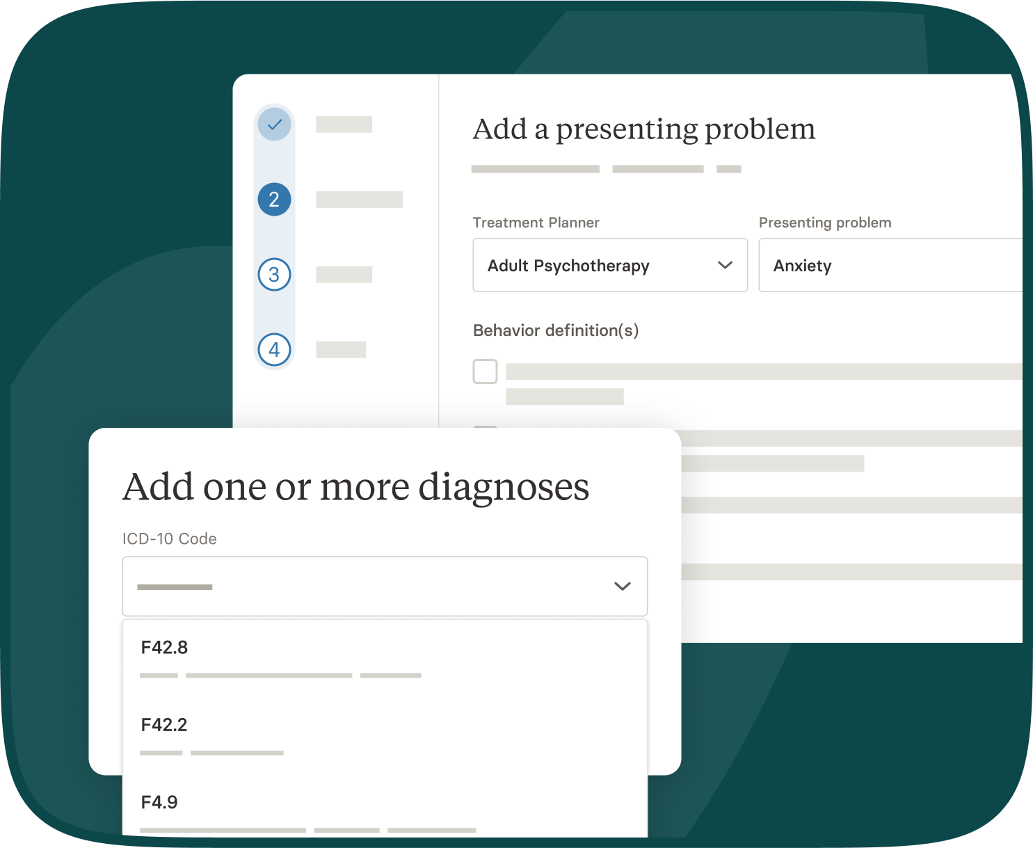 Provider product details for assessments and progress notes