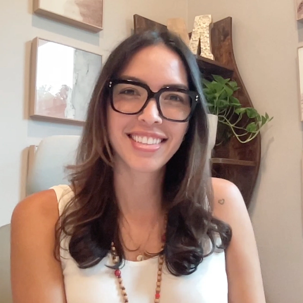 Licensed marriage and family therapist Michelle Chaffardet is shown in her office preparing to record tips for fellow couples therapists on building rapport with clients.