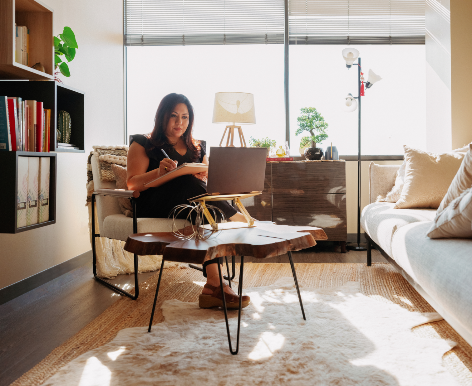 telehealth therapist providing an online session