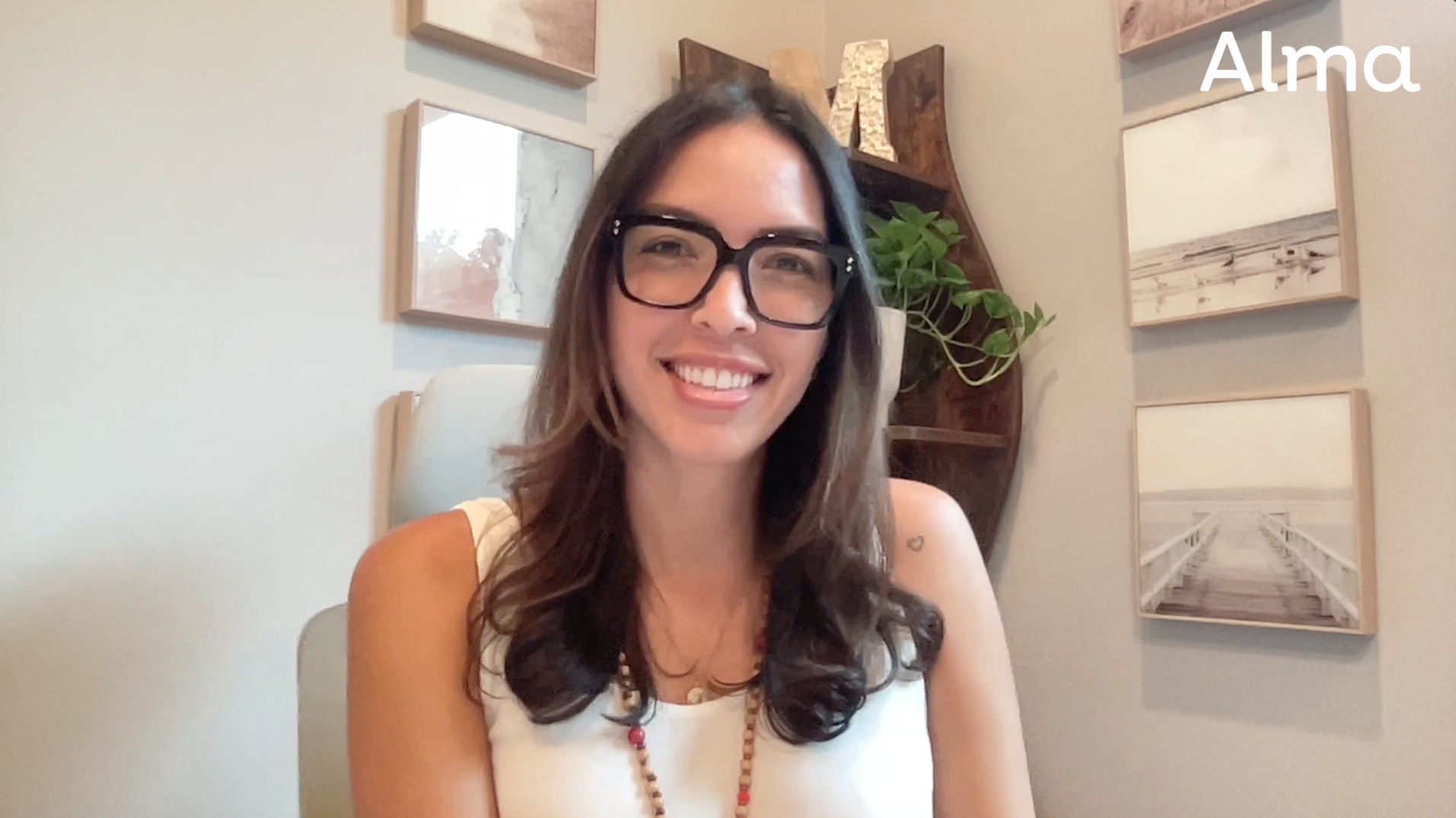 Licensed marriage and family therapist Michelle Chaffardet is shown in her office preparing to record tips for fellow couples therapists on building rapport with clients.  