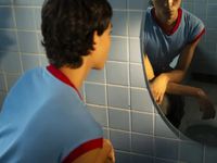 Tania Franco Klein, "Blue Tiles, Round Mirror". Courtesy the artist and ROSEGALLERY | DER GREIF