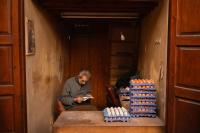 "Egg seller absorbed in a book", Marrakesh, Morocco, 2025 | DER GREIF