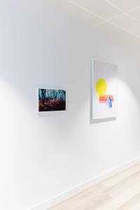 Installation view, Sonia Bhamra "A Surreal Landscape", 2021 / Catherine Losing, "Infographics", 2014 © Keith Kaselampao | DER GREIF