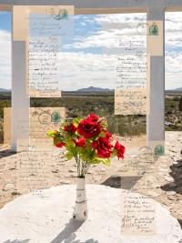 "An offering for Shoziro" from the series "Veiled Inscriptions", Gila River incarceration site, Arizona, USA, 2026 | DER GREIF