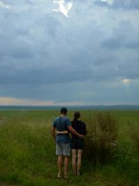 Diewaan and Kiara looking out onto the veld under which the mines of SASOL lay, Secunda, 2025 | DER GREIF