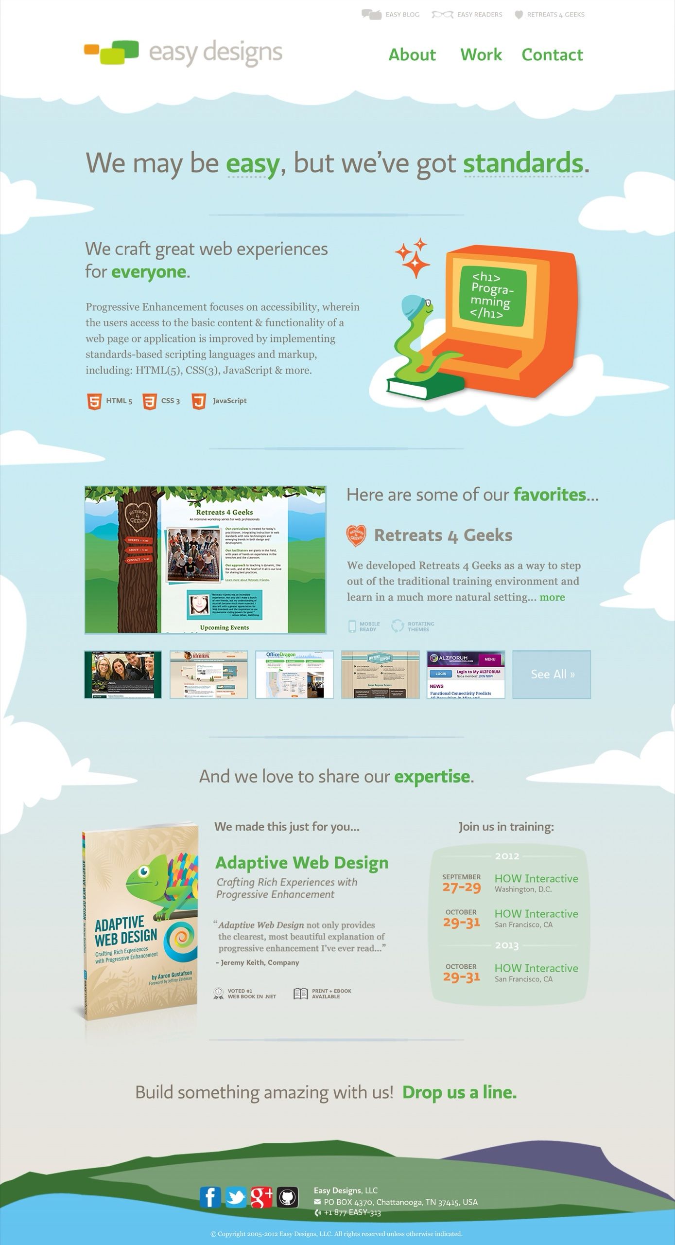 Easy Designs website, full desktop landing page