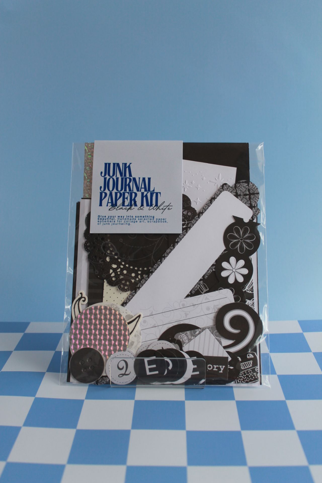 Black and white junk journal pack