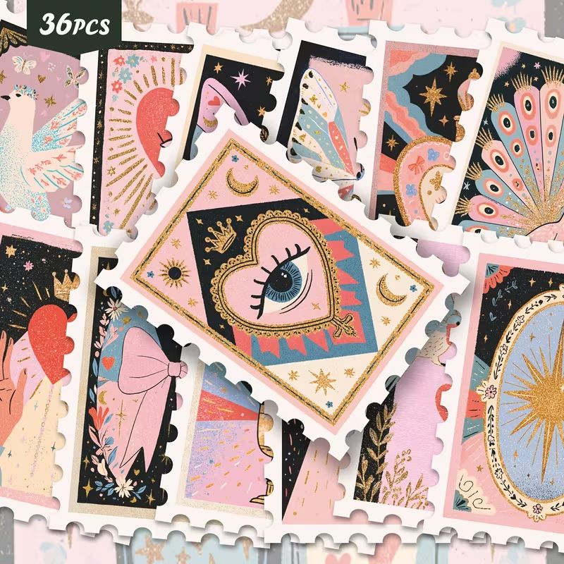 Junk Journal Celestial Stickers, 36 pcs