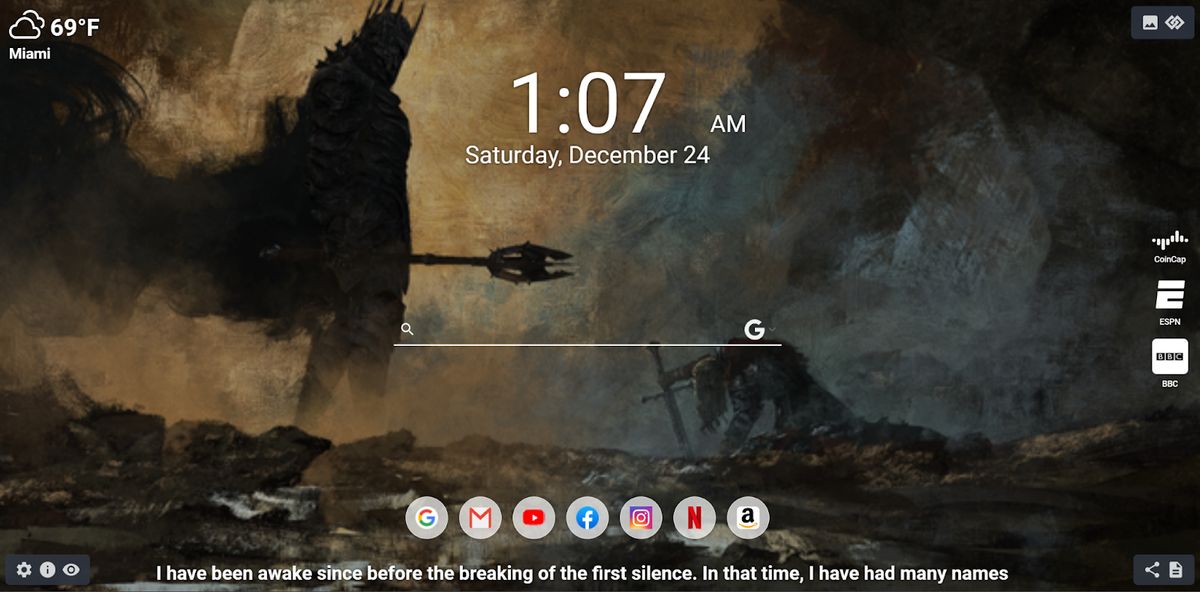 Enhance Your Browsing Experience with MeaVana Chrome Extension's Lord of the Rings Theme