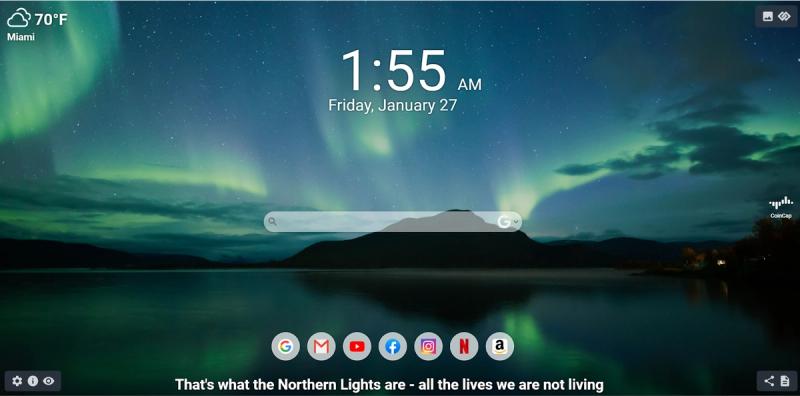 Aurora making the sky green, and green reflection in the water