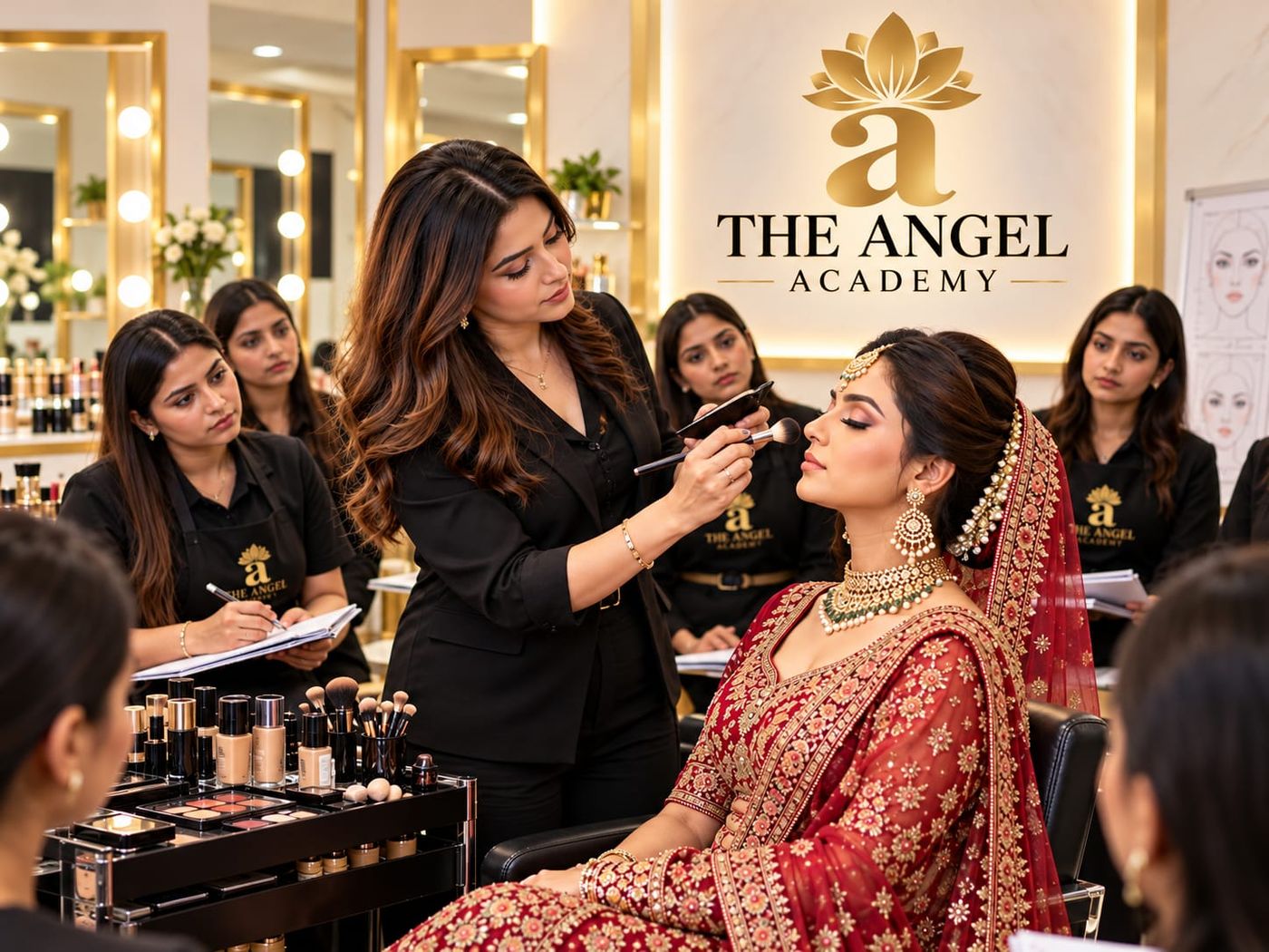 Learn professional makeup artistry, bridal HD makeup, contouring, and skin prep in our comprehensive 3-month certification program with practical hands-on training.
