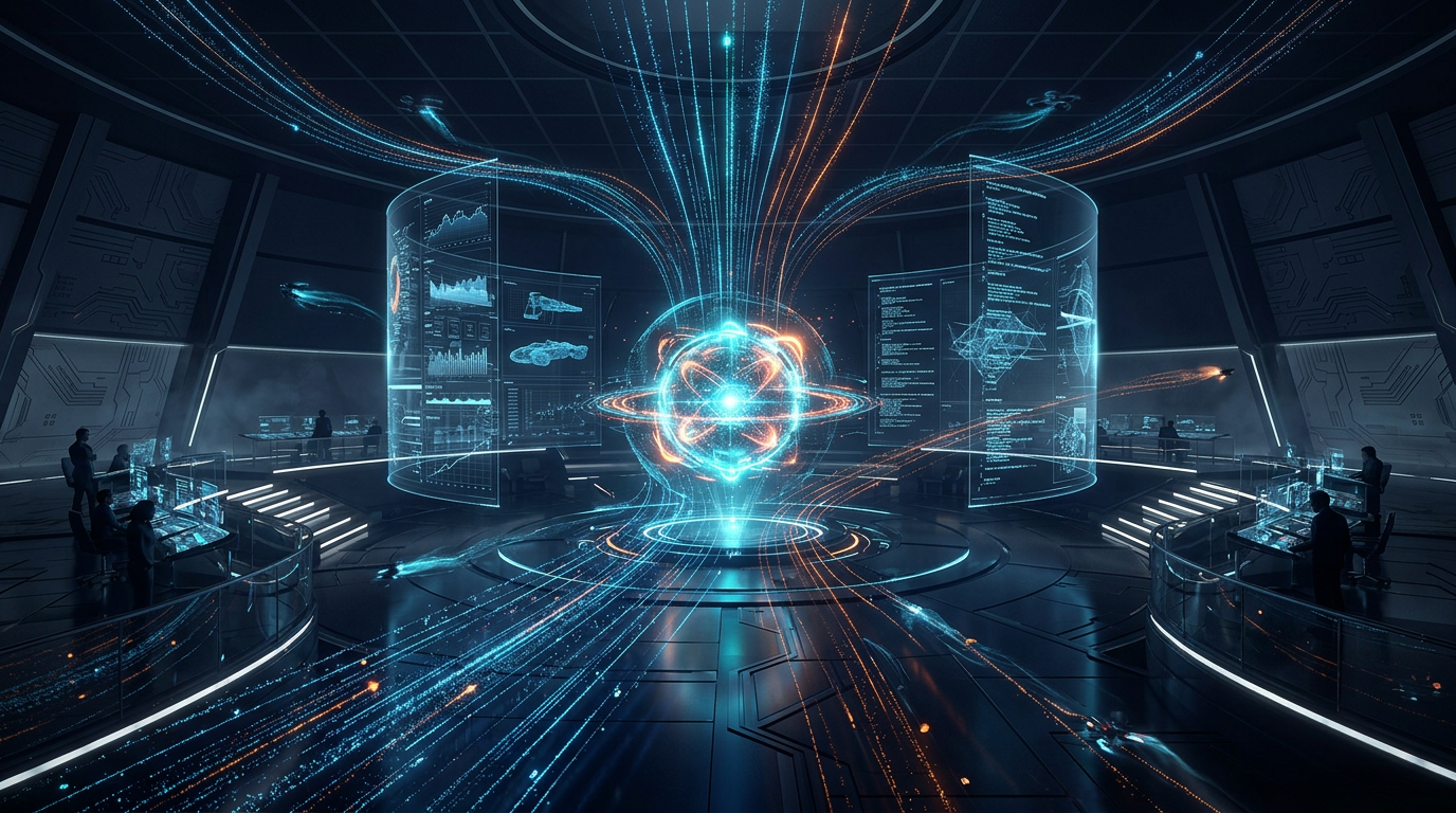 AI operations command center with converging data streams representing Friday, February 27: Thirteen Commits and a Live Show