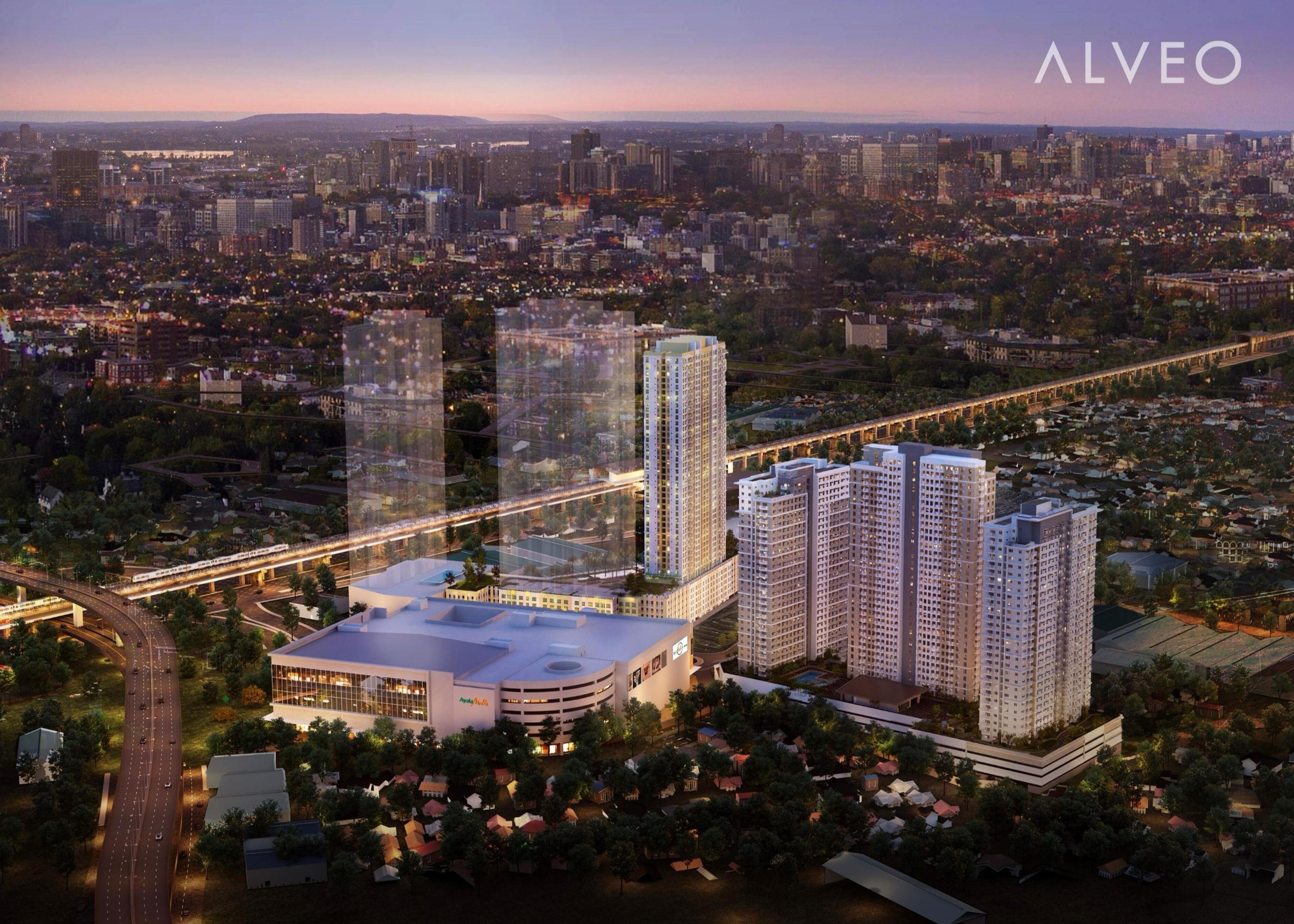 Aerial render of the Cloverleaf estate and Sentrove towers at dusk, Balintawak, Quezon City