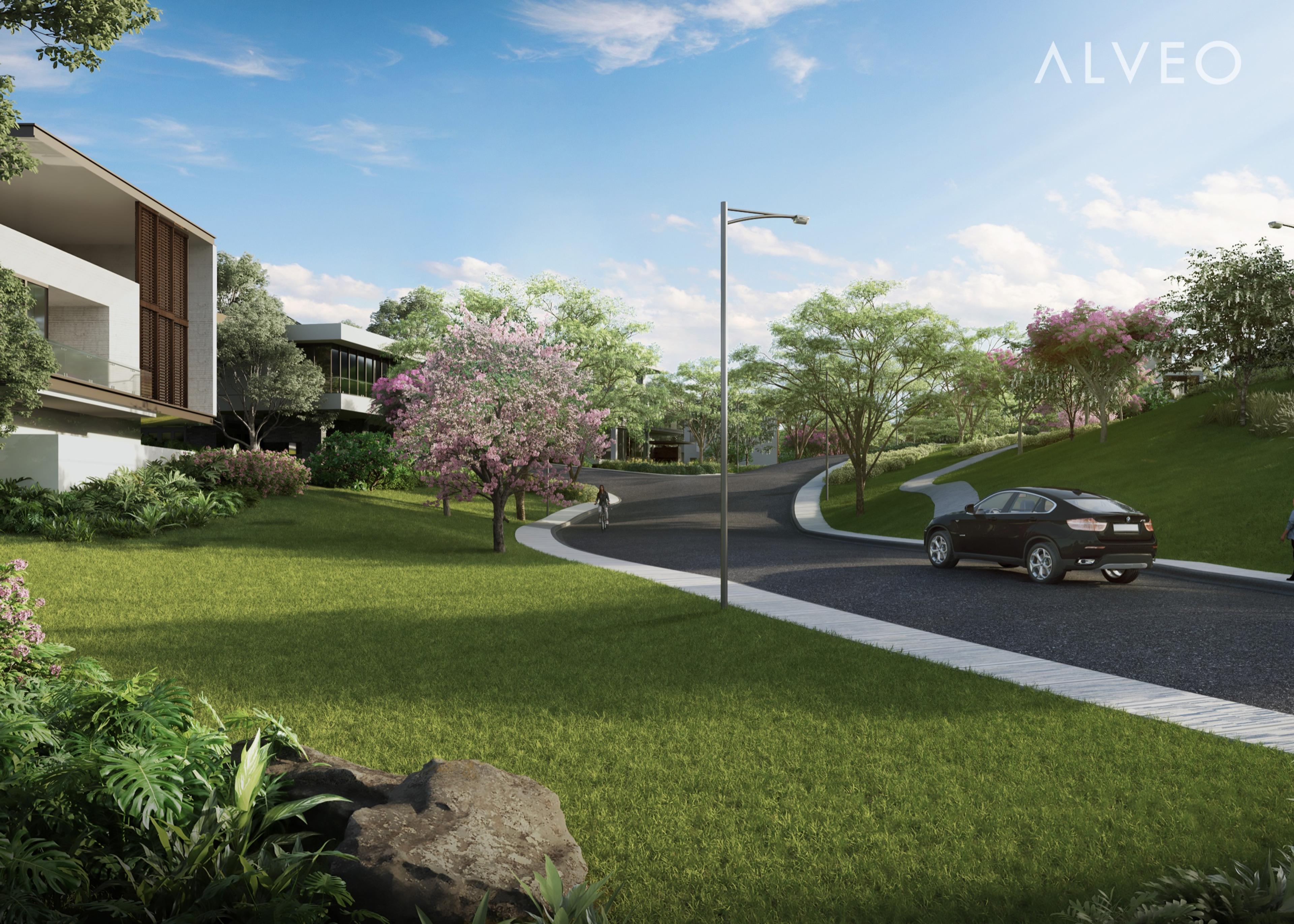 Render of a residential streetscape at Sereneo Nuvali, Laguna