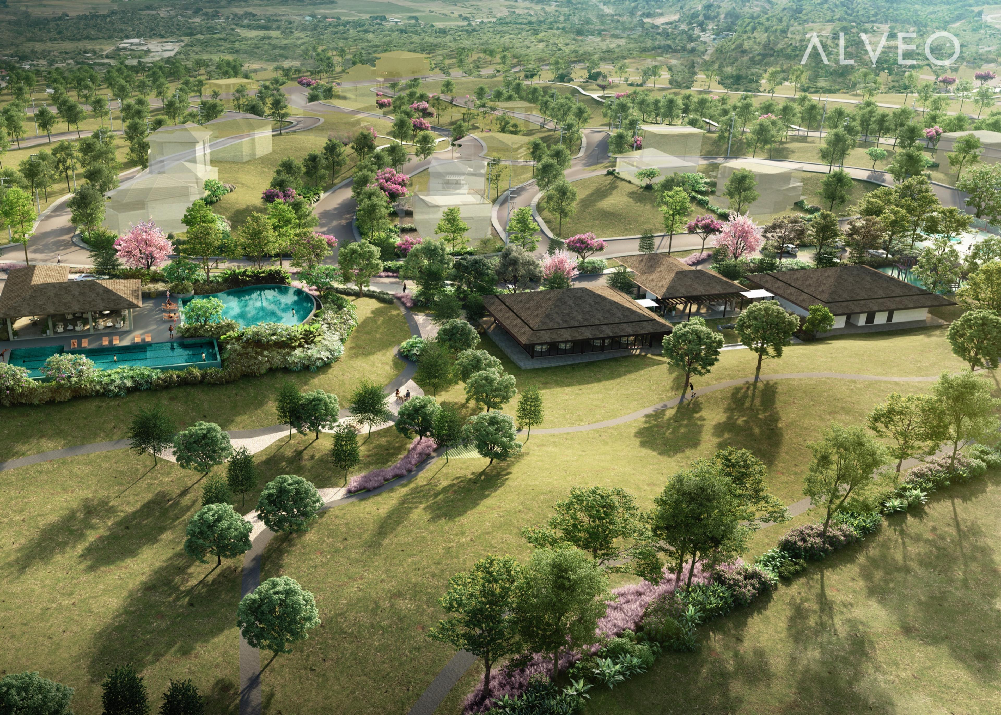 Aerial render of the amenity pavilions at Sereneo Nuvali, Laguna
