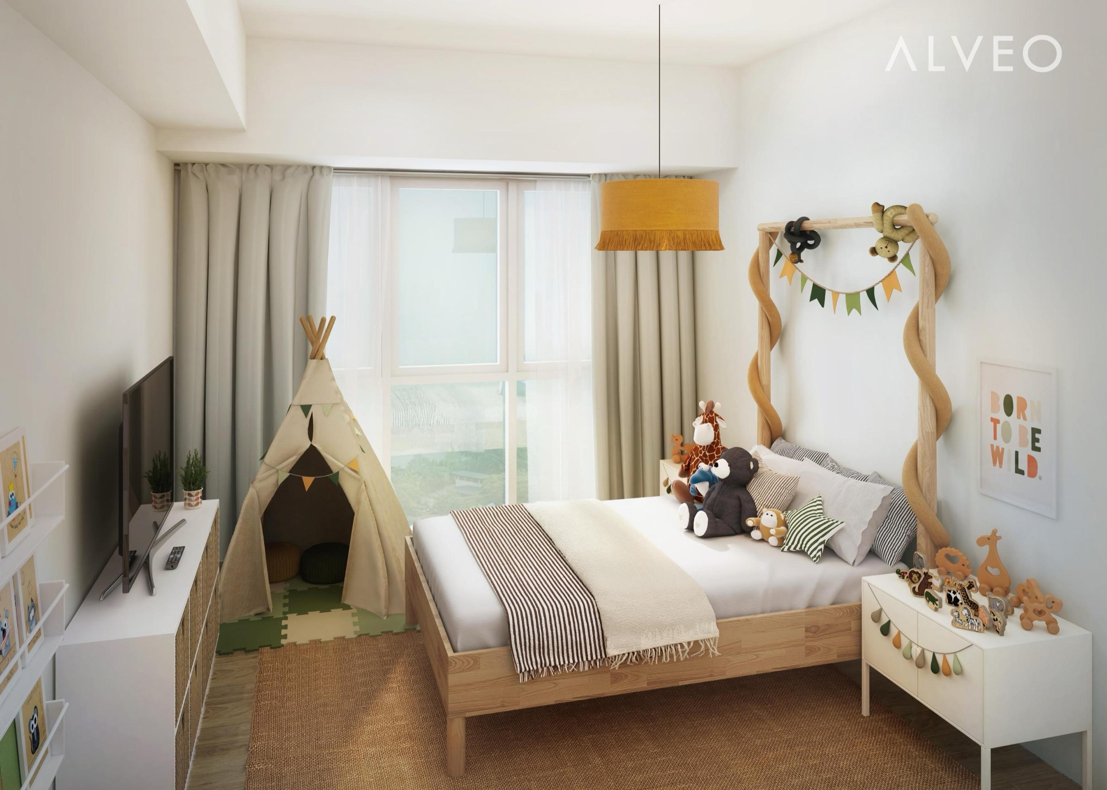 Render of a two-bedroom unit at Astela Towers, Makati City