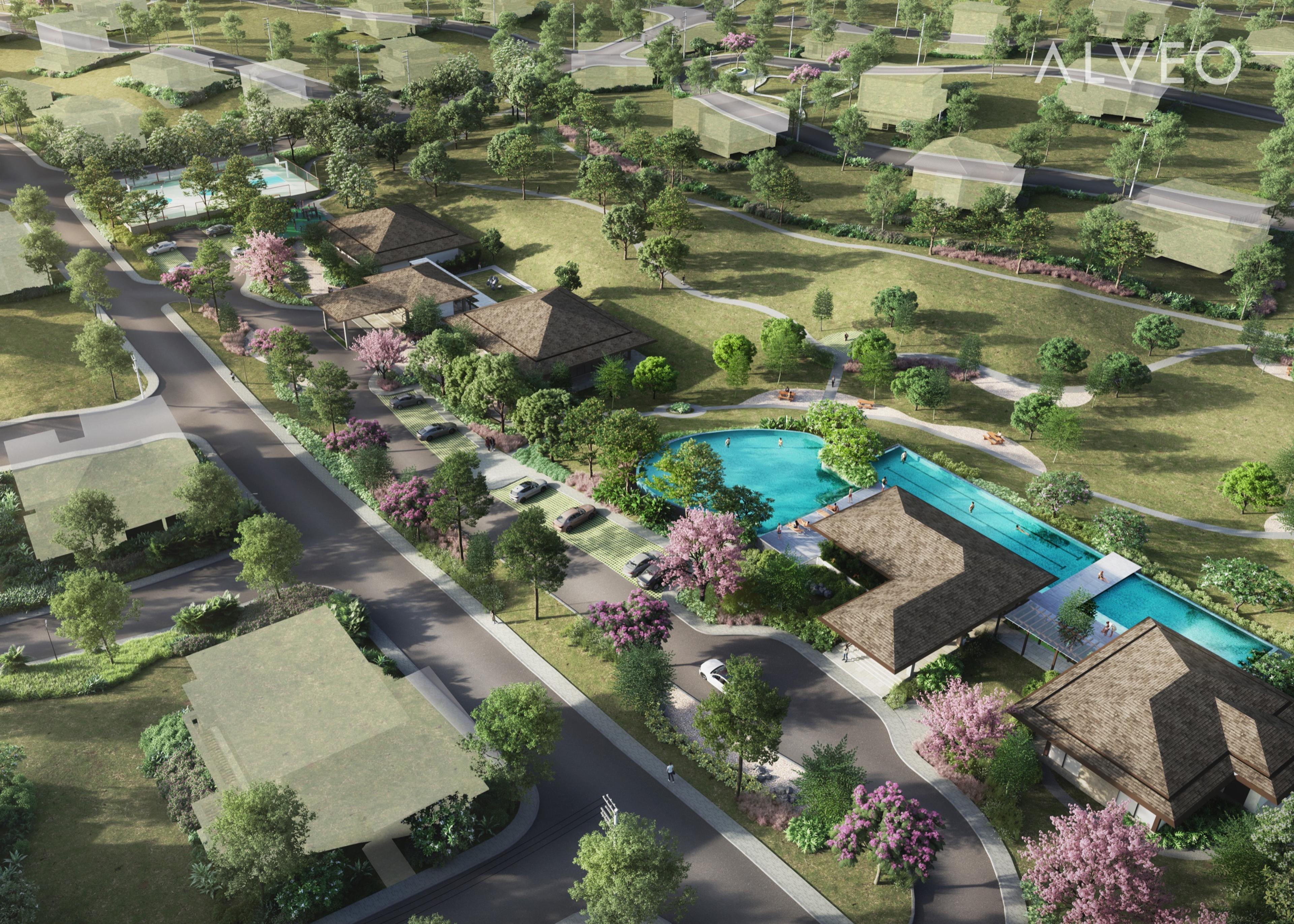 Render of the pool and social pavilions at Sereneo Nuvali, Laguna