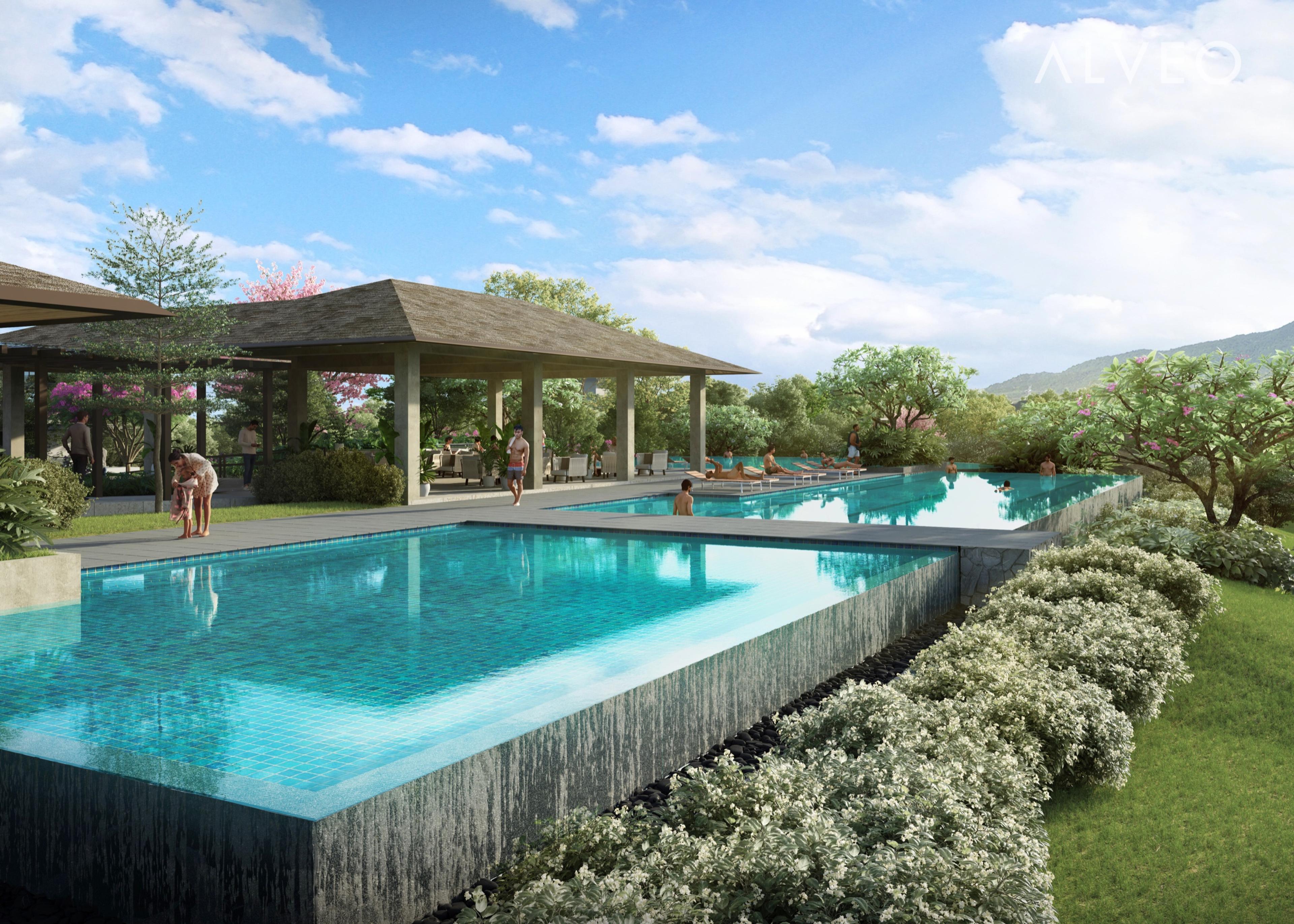 Render of the pool area at Sereneo Nuvali, Laguna